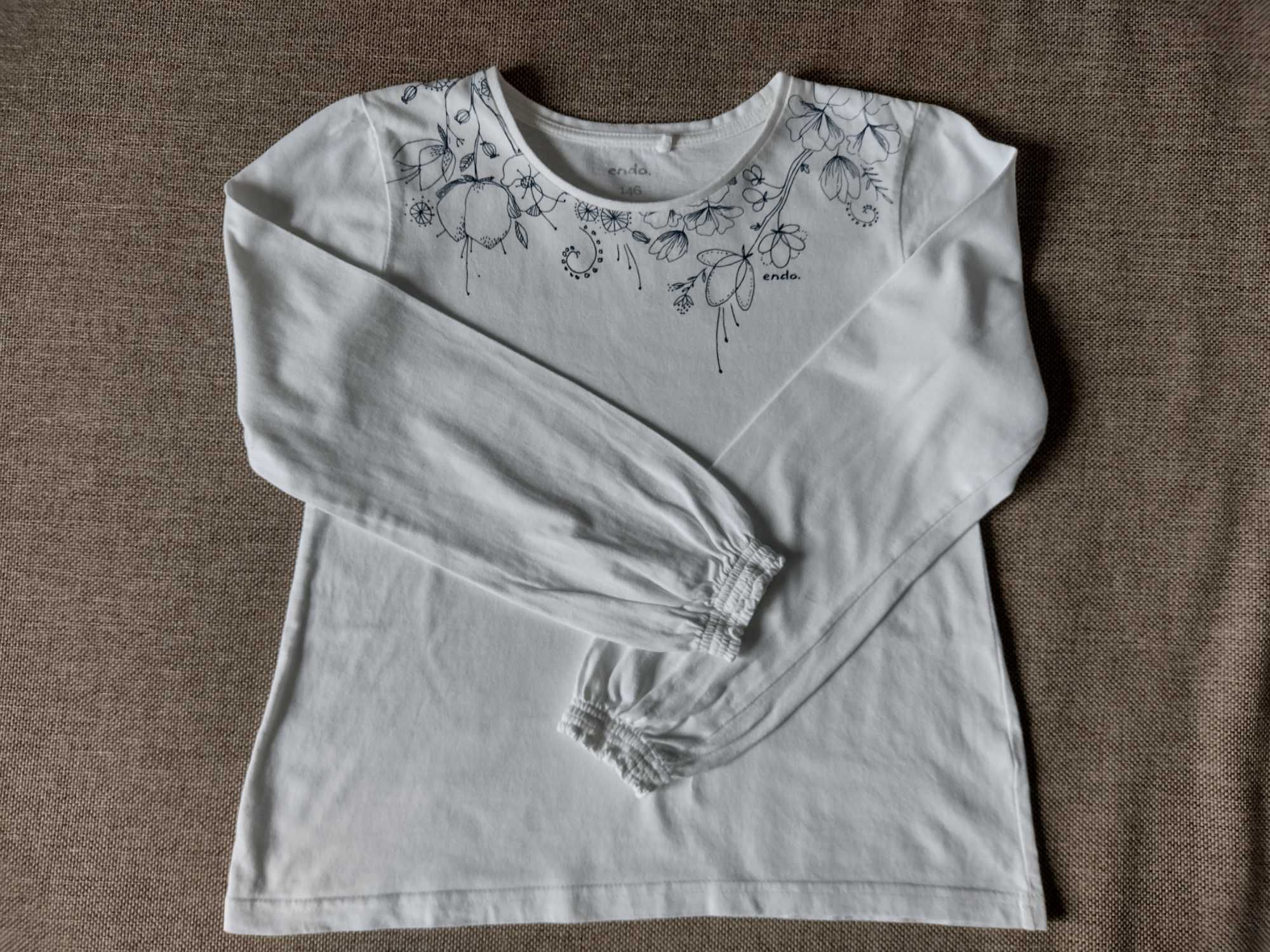 Piękna biała bluzeczka z długim rękawem galowa Endo r. 146