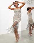 Asos Edition 36 S Zdobiona Sukienka Midi Glamour J28419