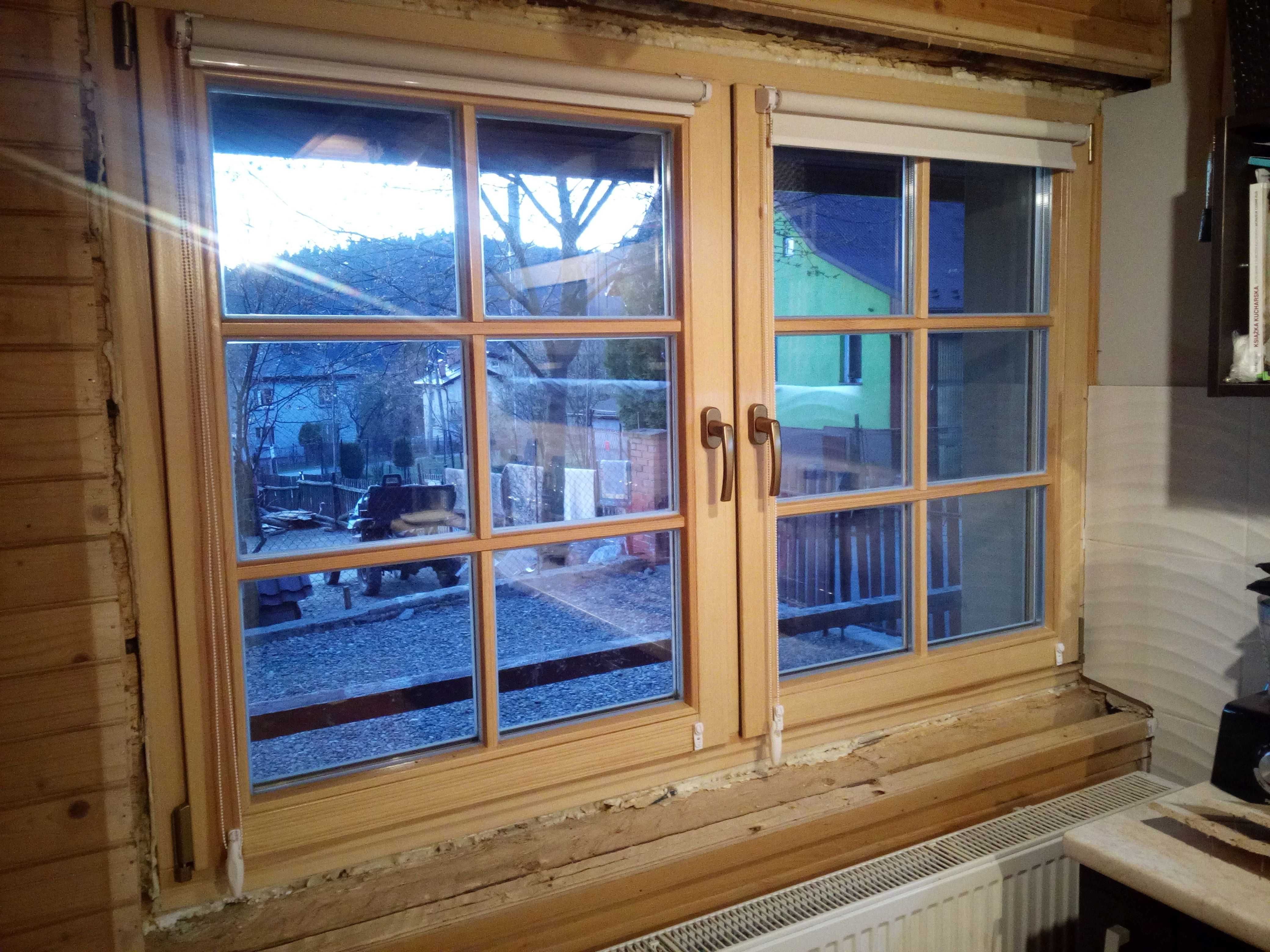 Okno drewniane sosna dwuskrzydłowe ze szprosami 176x117cm