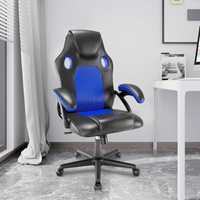Fotel gamingowy krzesło obrotowe PLAY HAHA niebiesko czarny MAŁA WADA