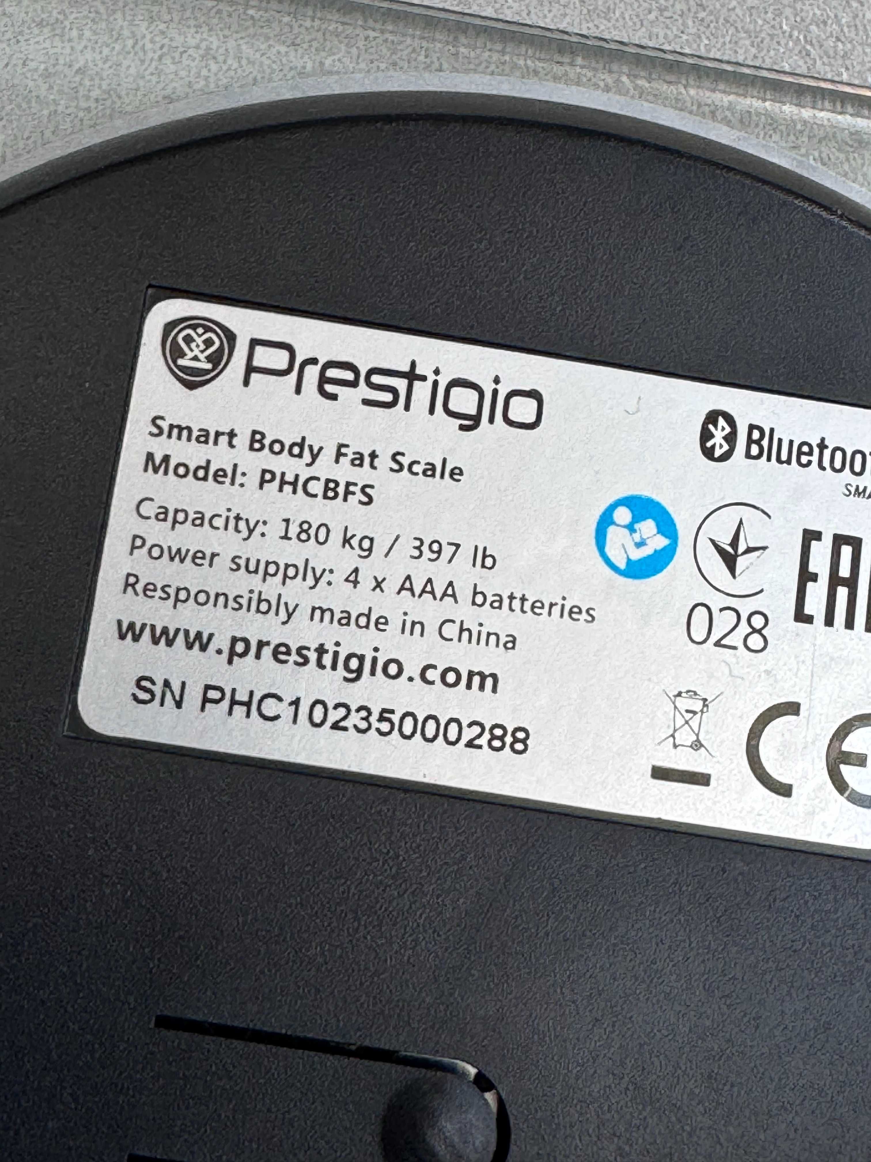 Waga Łazienkowa 180 kg - Prestigio Smart Body Fat Scale PHCBFS