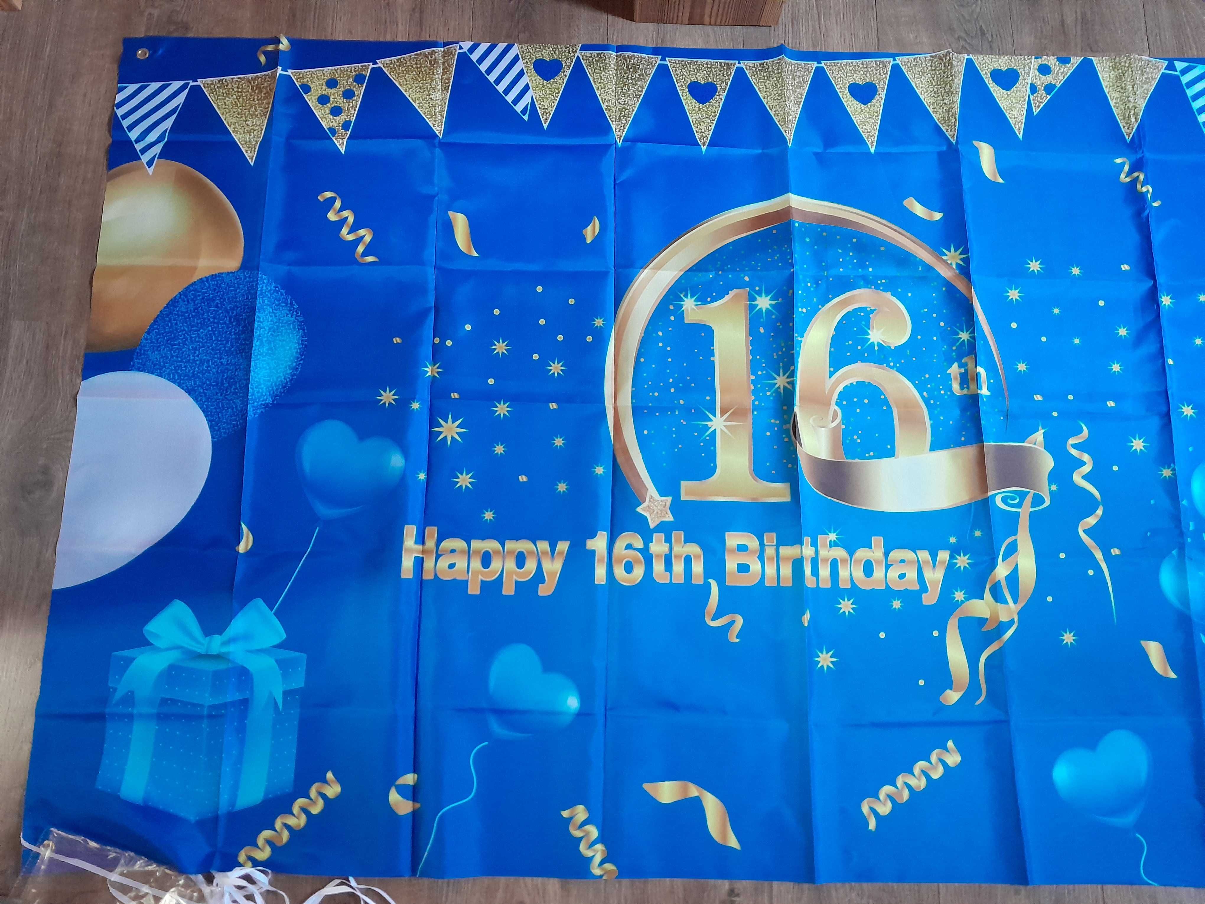 Baner urodzinowy na 16 urodziny duży dekoracja nowy outlet