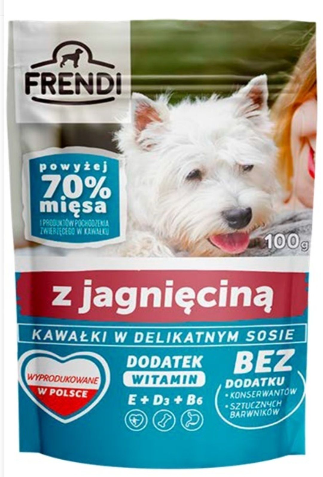 FRENDI saszetka dla psa, kawałki w sosie z jagnięciną 10x100g