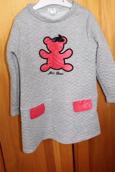 bluza tunika sukienka dresowa szara miś r. 104