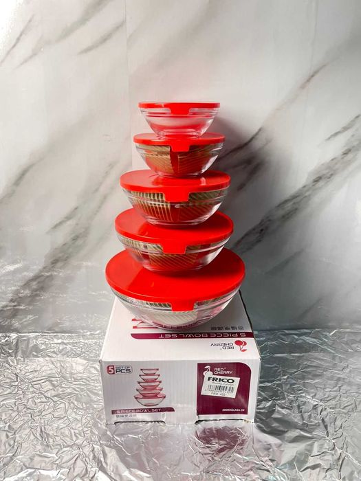 Edenberg FRU-432 Набор из 5 круглых, стеклянных судочков