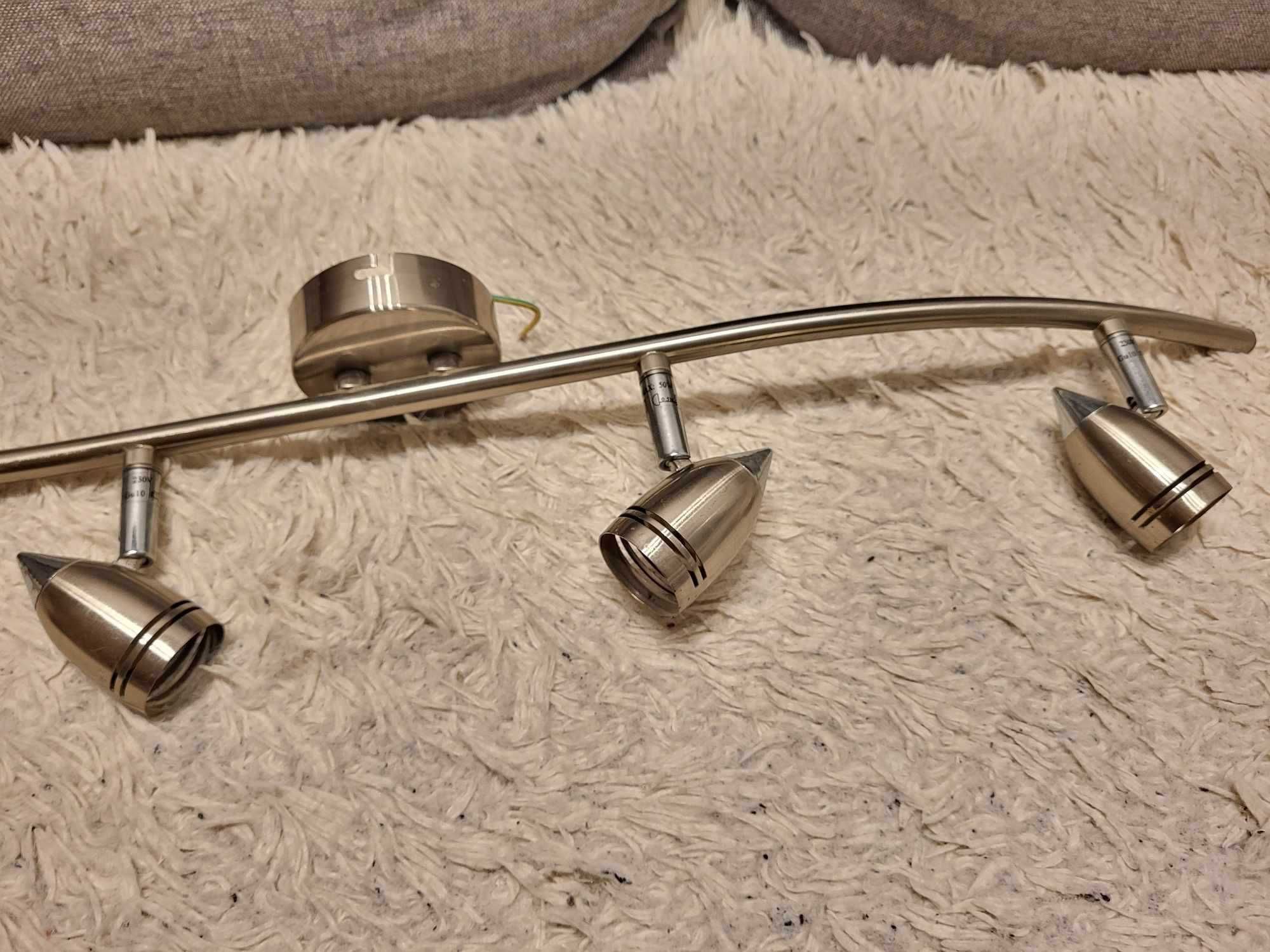 lampa wisząca listwa 4 reflektorki srebrna