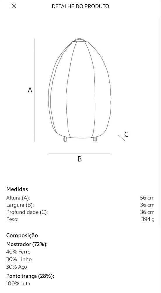 Candeeiro De Mesa Oval Linho Zara Home NOVO