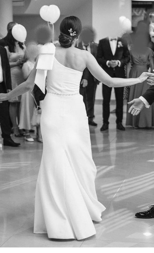 Suknia ślubna 38/M śmietankowa Ivory elegancka nowoczesna tren krótki