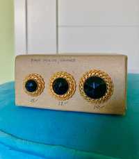 Nowe bajkowe koronkowe złote guziki czarny kryształ vintage USA