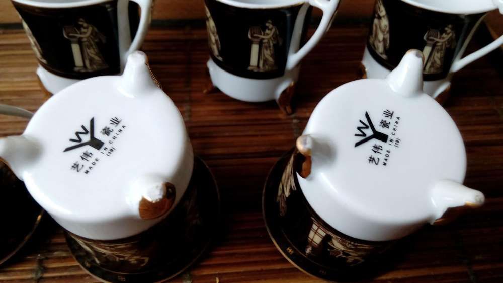 Chińska porcelana filiżanki kieliszki 6szt.Antyczny wzór motyw
