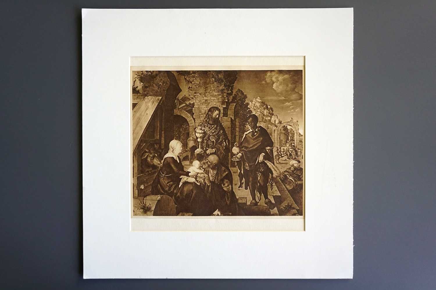 Ilustracja, reprodukcja, Albrecht Durer, "Hołd trzech króli"