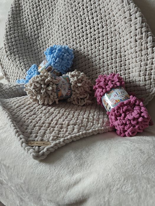 Kocyk z włóczki Alize Puffy Fine