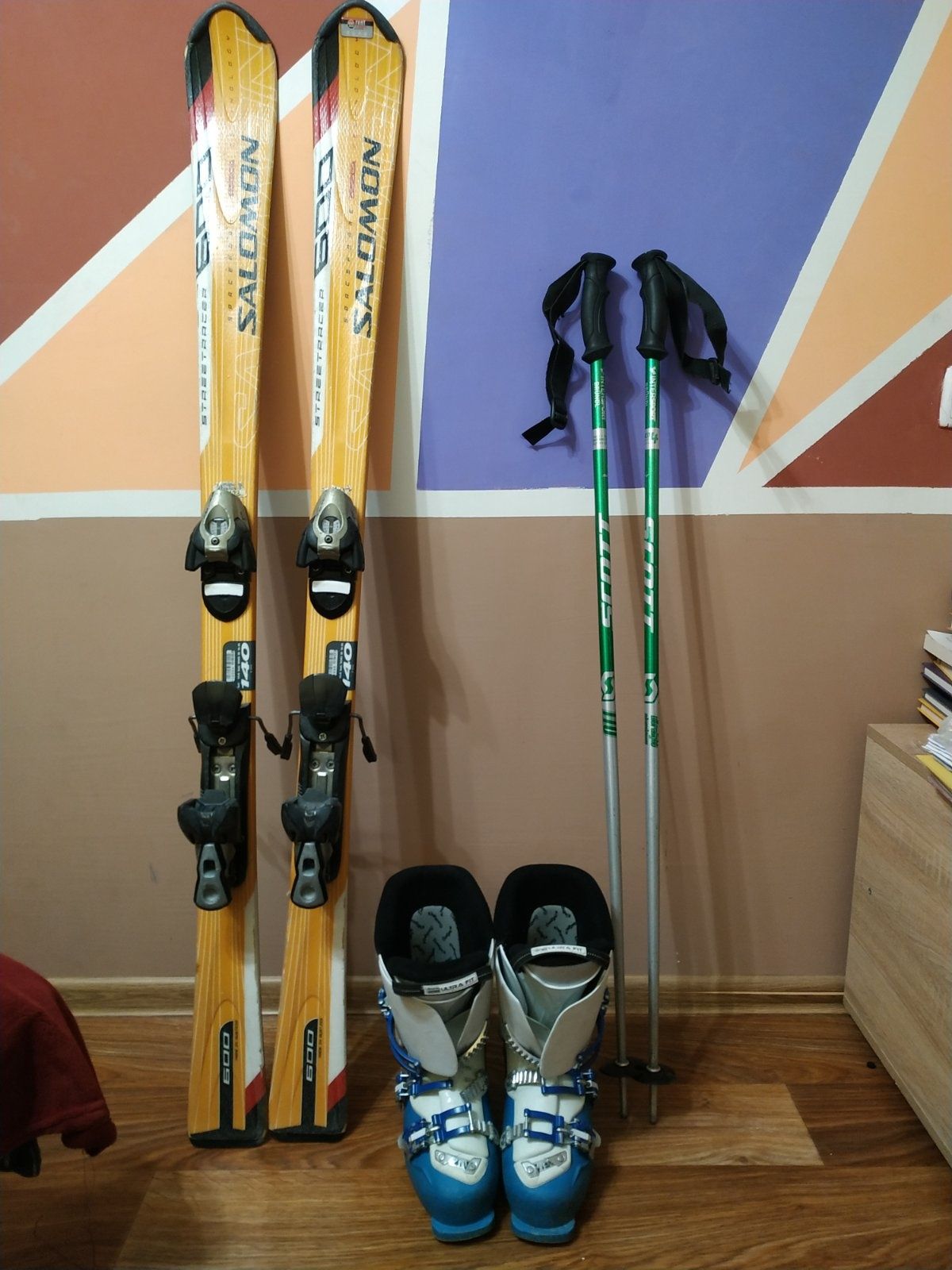 Лыжи+ ботинки+палки Salomon