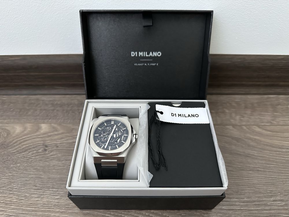 D1 Milano Skeleton Watch Rubber 41.5mm – Silver
