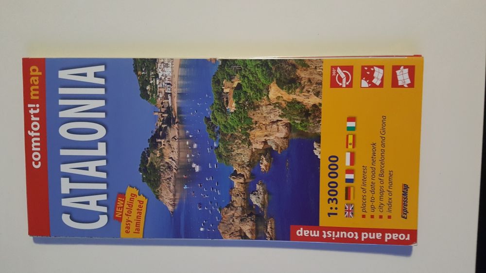 Mapa turystyczna w laminacie Catalonia Hiszpania ExpressMap