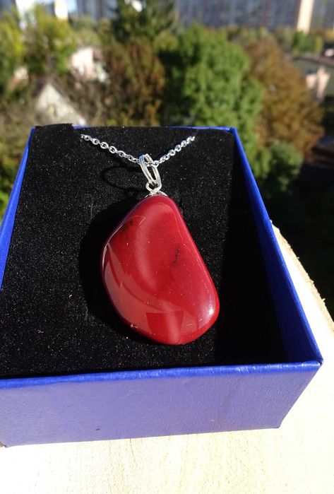 Wisiorek Jaspis mokait Mookait Stal Rękodzieło