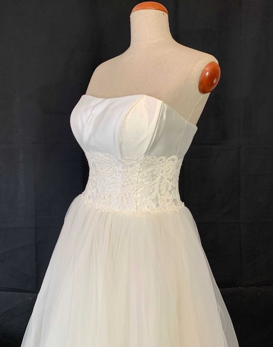 Nowa Krótka Suknia Ślubna S M 36 38 Wygodna midi księżniczka cywilny