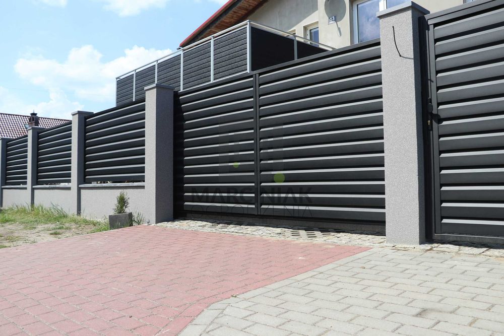 Ogrodzenie System Żaluzja Brama SKRZYDŁOWA 400x140 Antracyt