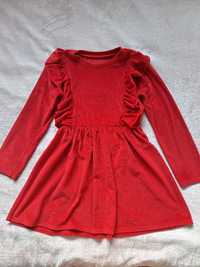 Sukienka dziewczęca czerwona welurowa 146