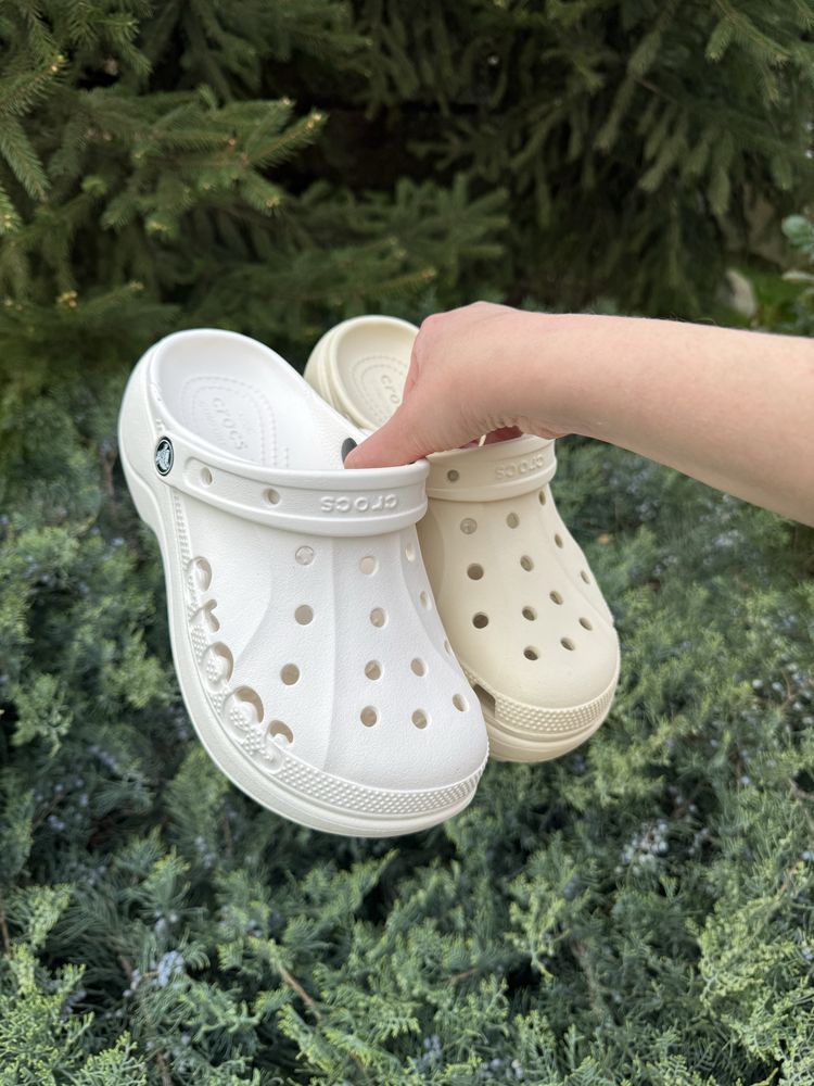 Crocs baya platform clog крокси на платформі білі, бежеві, чорні
