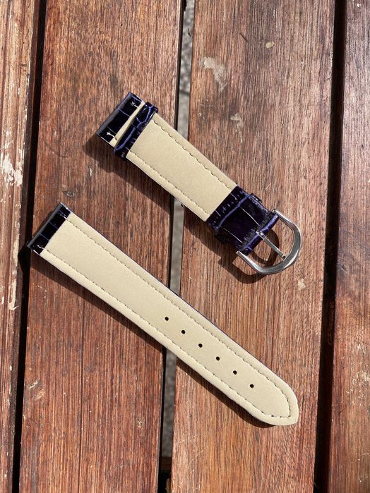 Pasek do zegarka skórzany granatowy "krokodyl" 20mm