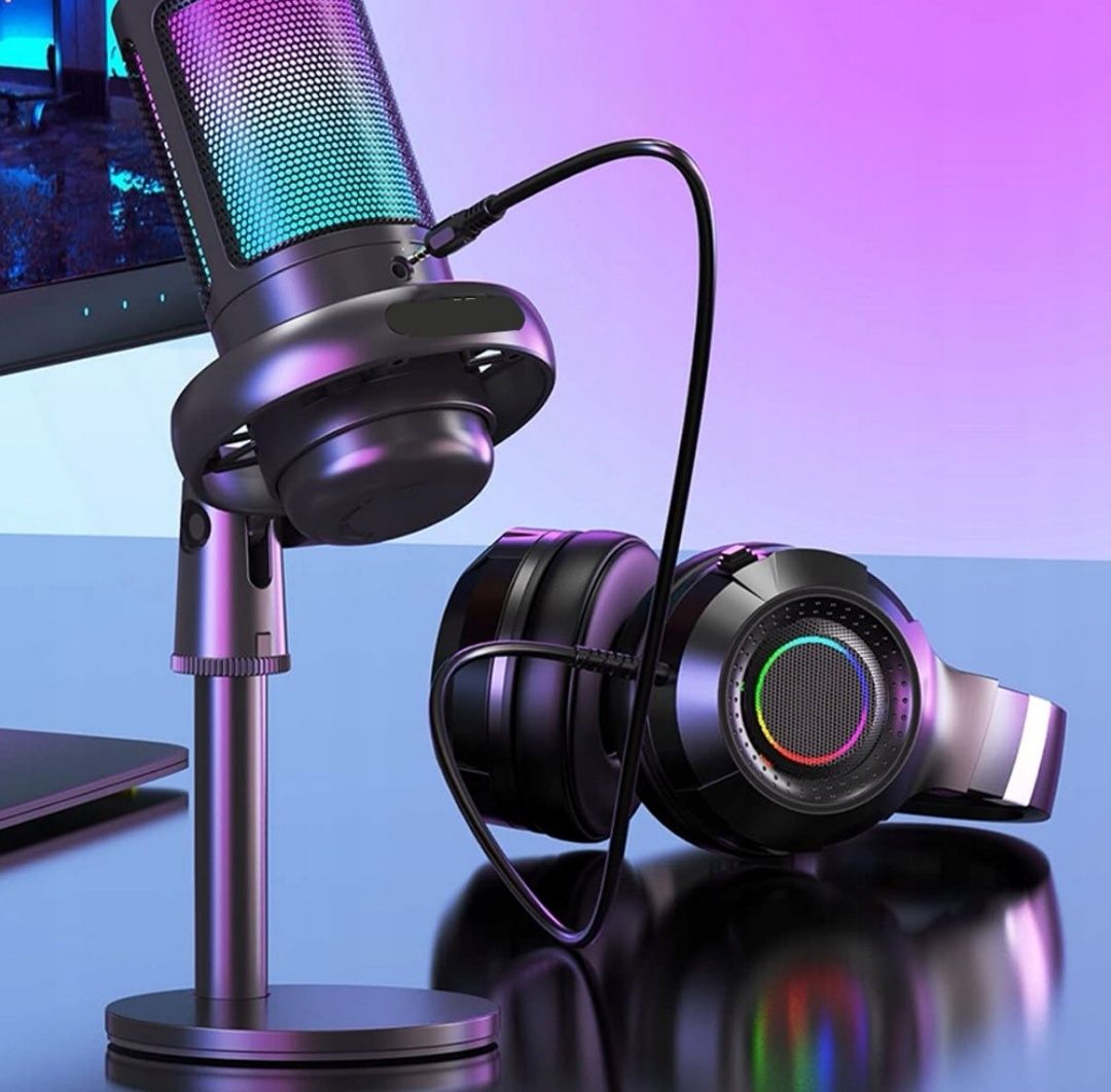 Gamingowy Mikrofon RGB z Przycisk Mute i Pop Filtrem
