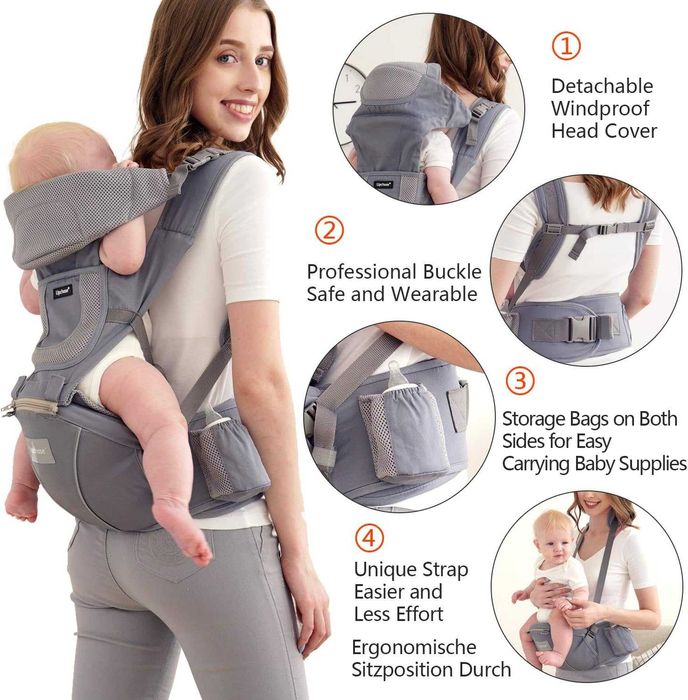 Upchase Nosidełko dla niemowląt, ergonomiczne  biodrowe 0-36 miesięcy