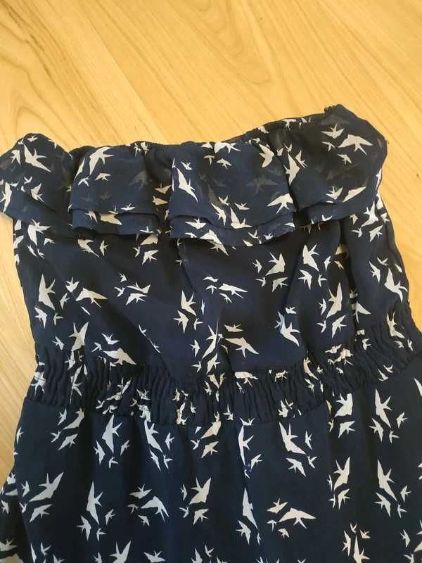 Granatowa sukienka w ptaki Bershka 36 s