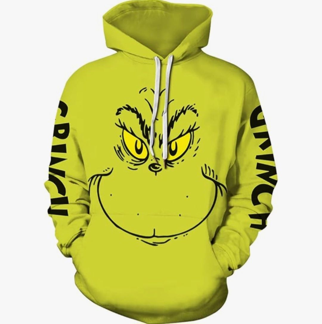 Męski sweter świąteczny Grinch Sweter świąteczny Zabawny kaptur