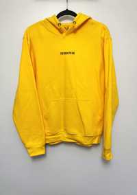Żółta bluza z kapturem kangurka ocieplana oversize retro vintage y2k