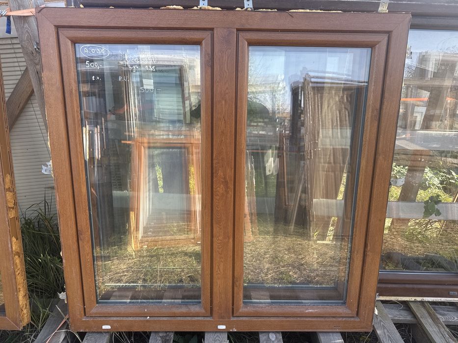 2x okno plastikowe 140x138 zloty dab rozwierno uchylne (demontaz) 140