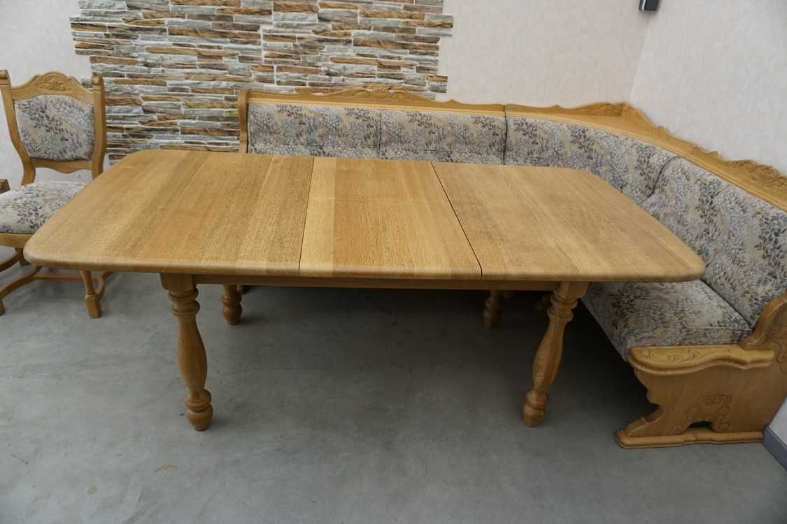 Komplet narożnik kuchenny z litego dębu + stół + 2 krzesła (k-497)