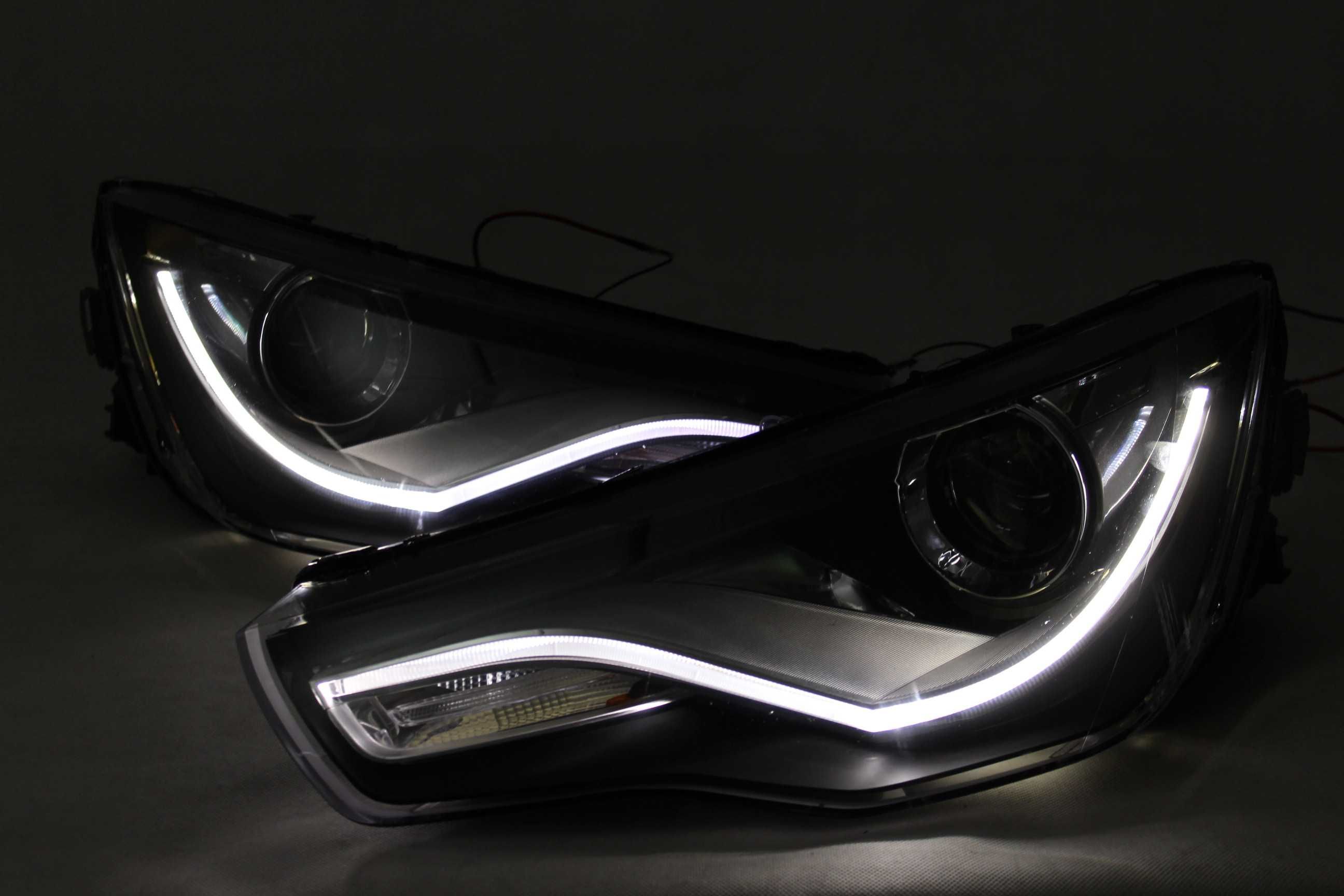 Lampy przednie przód AUDI A1 10-14 H7 soczewka xenon look LED BAR NEON