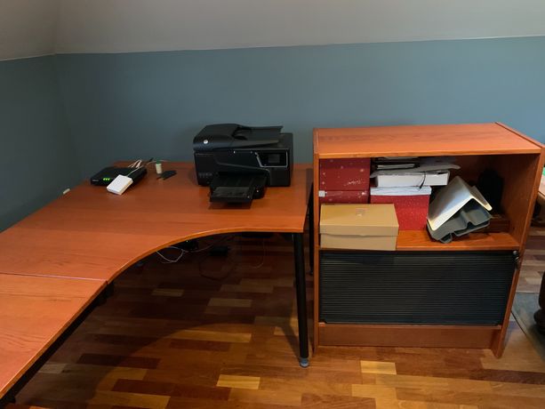 PROMOCJA: Komplet: mebl: biurko, kontenerek, szafka stojąca z roletą