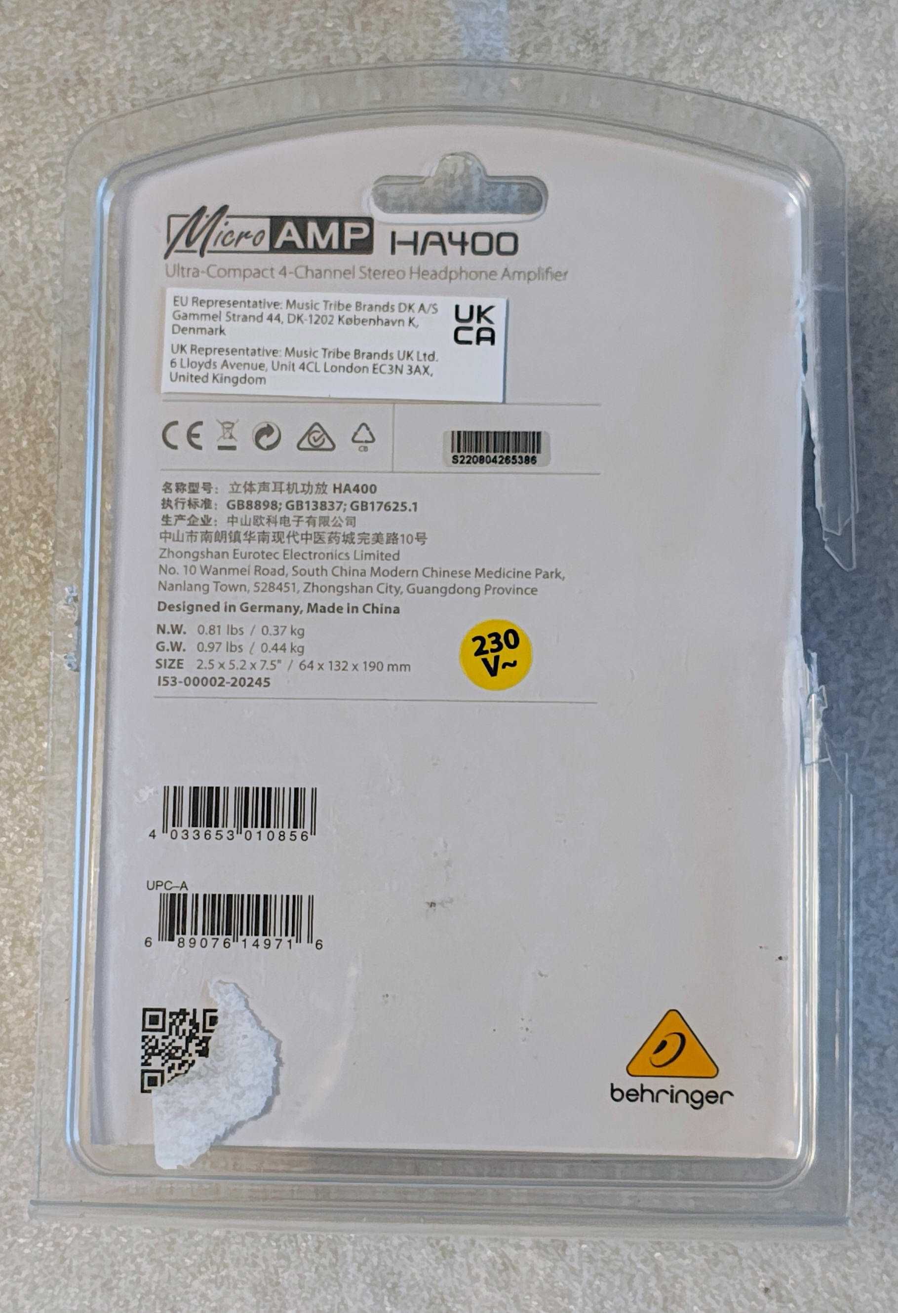 Behringer Micro AMP HA400 4-kanałowy wzmacniacz słuchawkowy