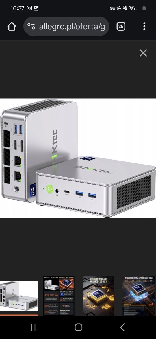 GMKtec K9 Mini PC Intel Core Ultra 5 125H Win11 DDR5 WiFi6/BT5.2 64GB+