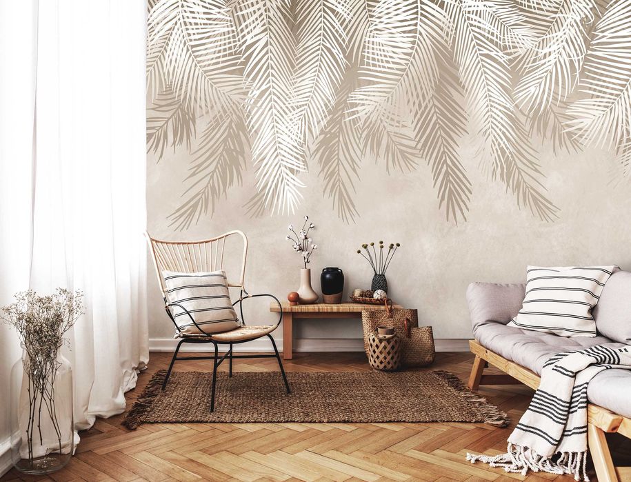 Fototapeta Beżowe Pióra Sepia Popiel Liście 3D Twój Rozmiar + KLEJ