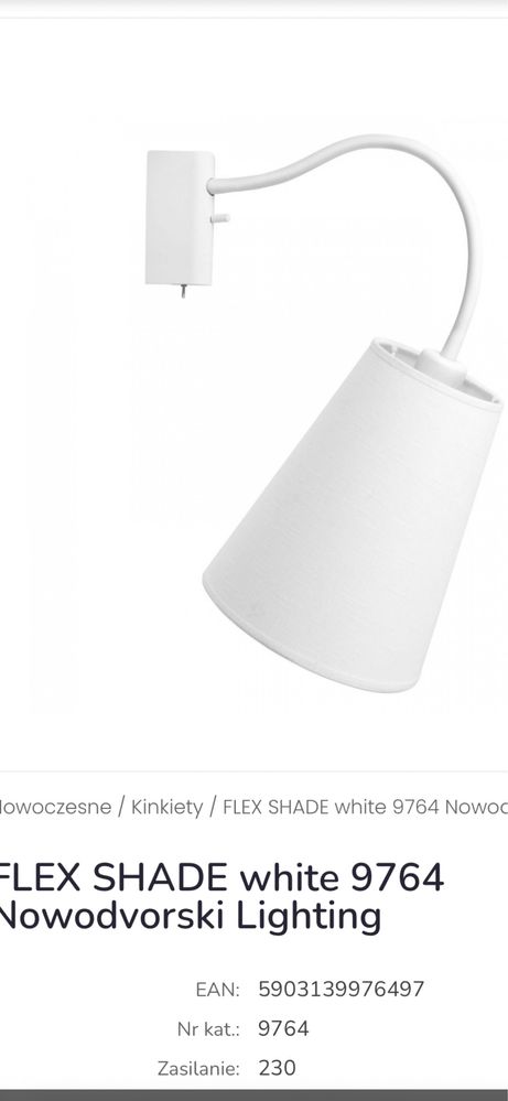 Lampa kinkiet  Nowodvorski Flex shade biała