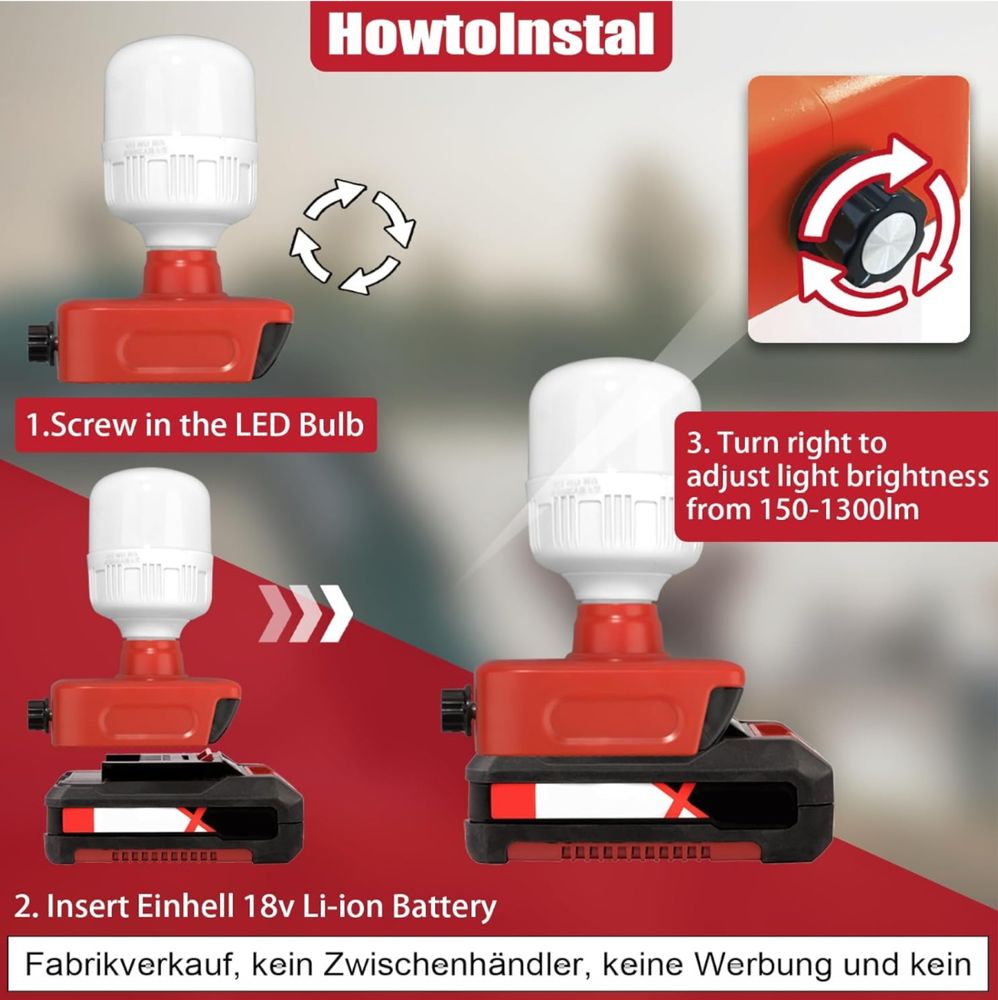 TPDL Lampa akumulatorowa do akumulatora Einhell