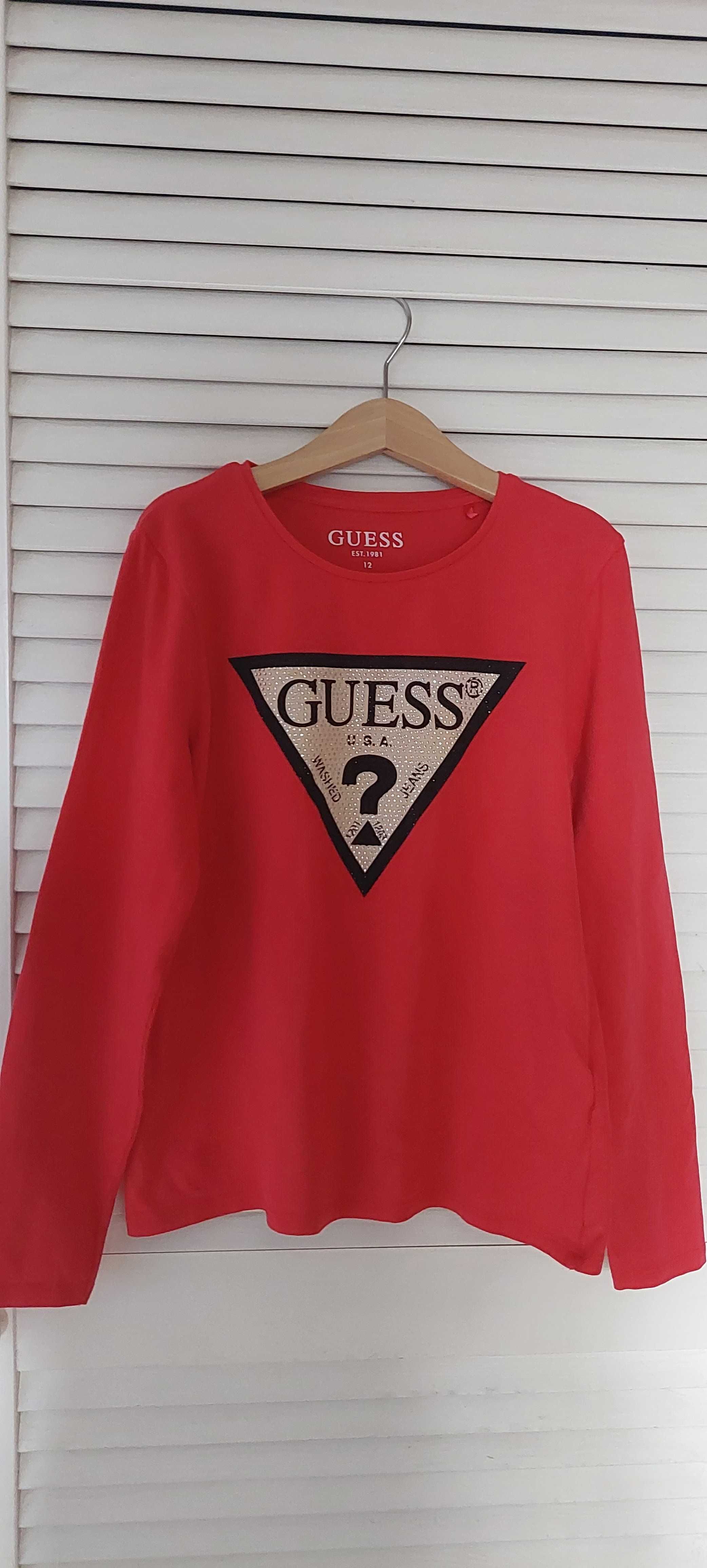 Guess czerwona bluzka z logo cyrkonie r.146/ 152 nowa