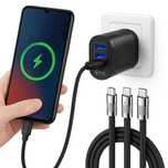 Zestaw ładowarka 4x USB i kabel 3w1 szybkie ładowanie 3 0 uniwersalna