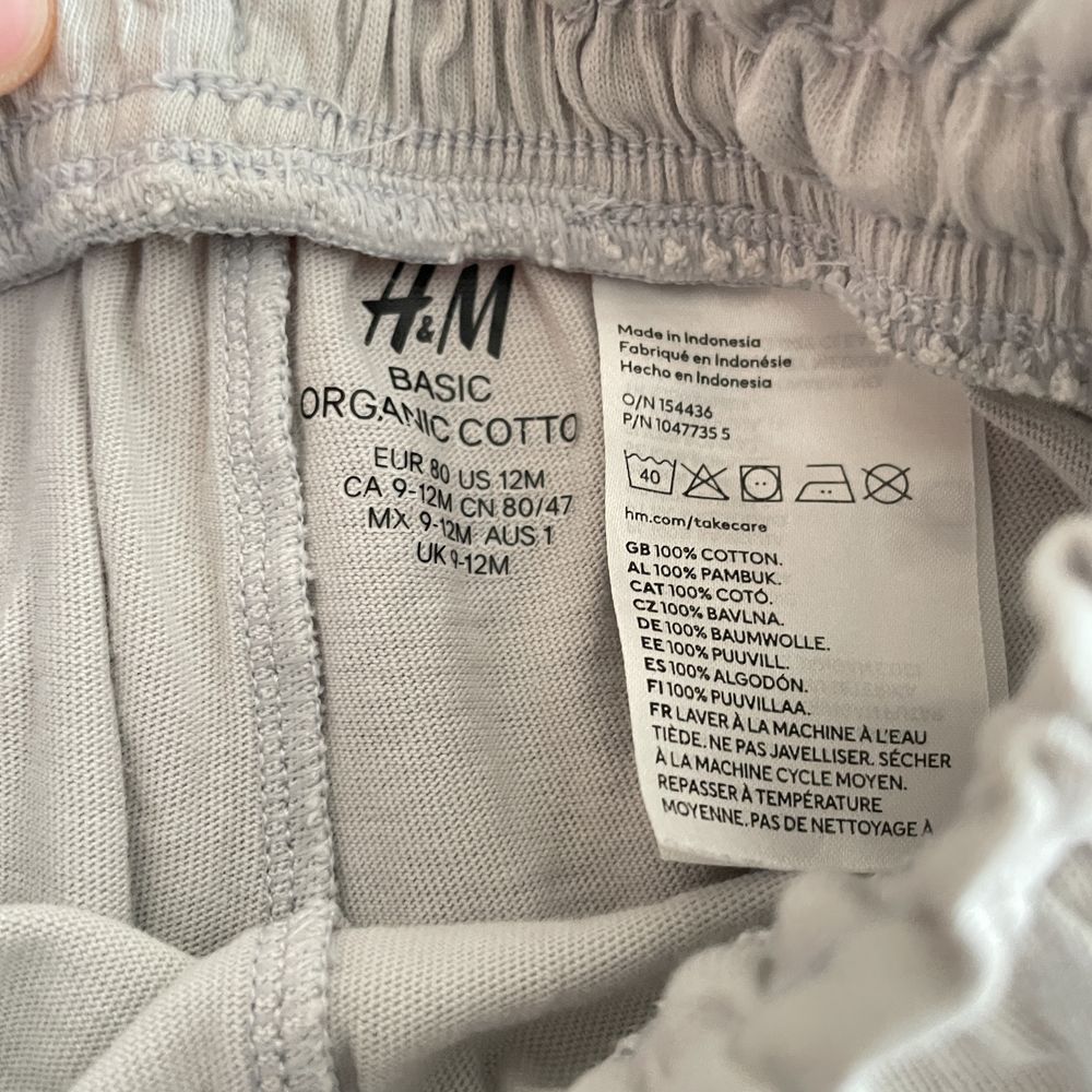 H&M krótkie spodenki szorty szare kokardka organiczna bawełna 80