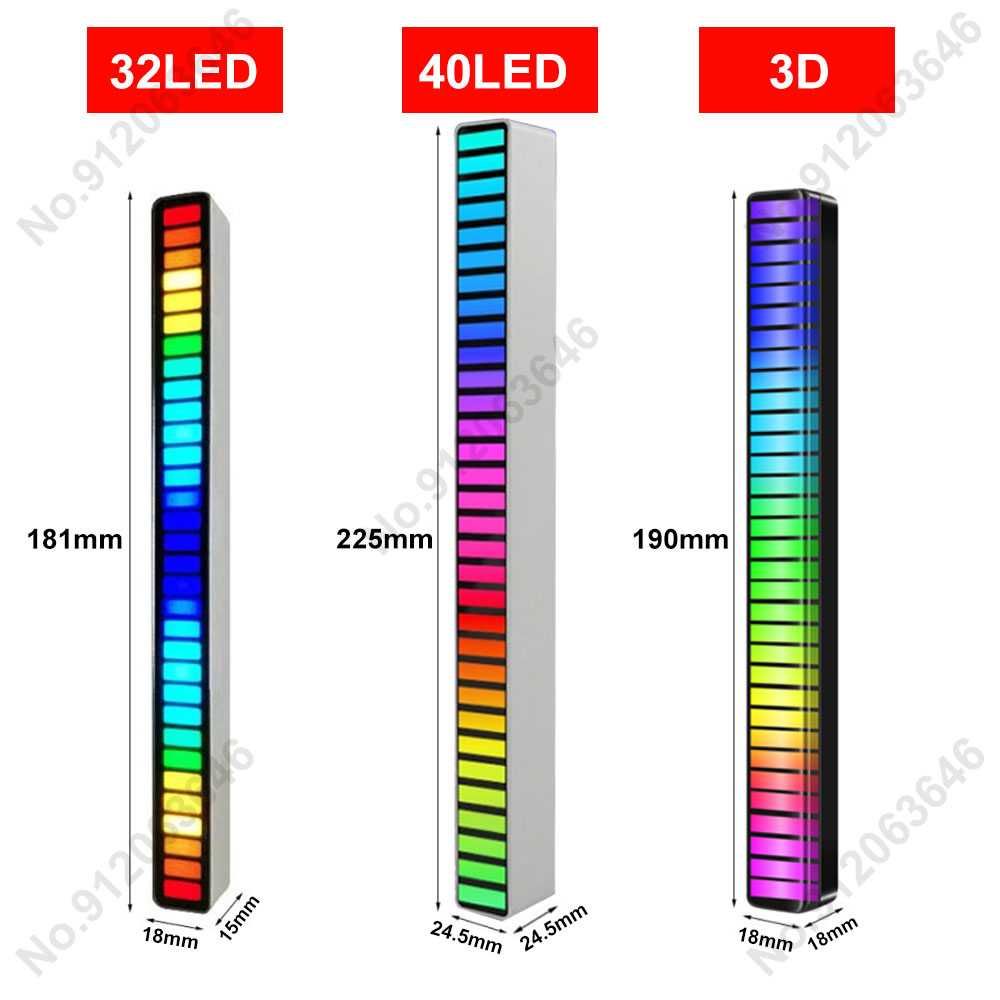 Oświetlenie RGB 32 diody, sterowane dźwiękiem, USB z podstawką, różneA