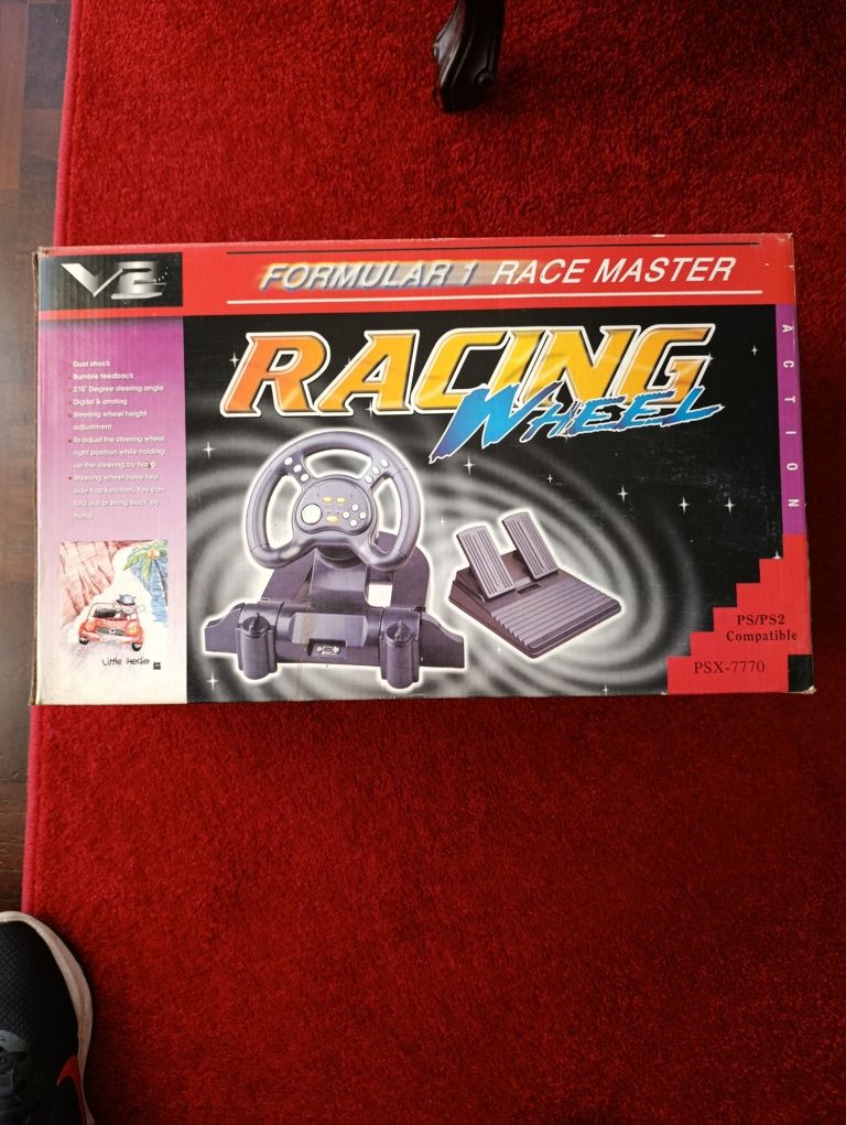Volante + pedais para PS/PS2