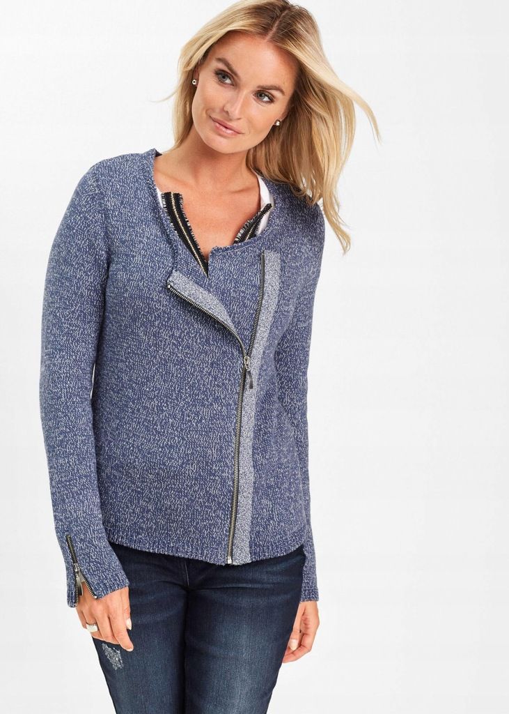Bonprix granatowy sweter cardigan na zamek długi rękaw 40-42 VV