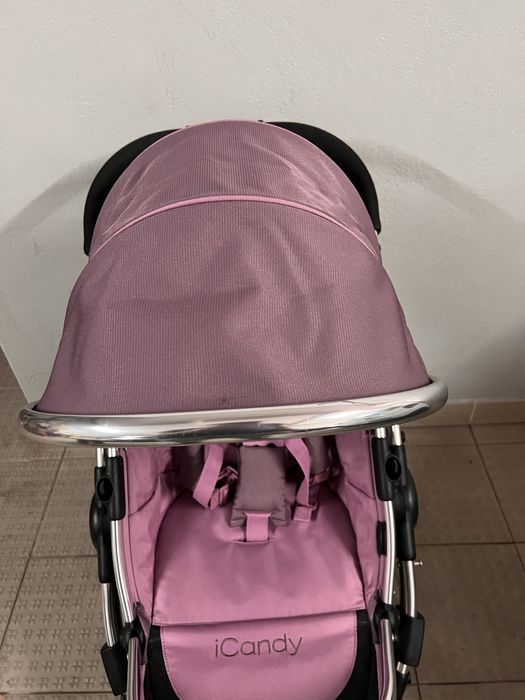 iCandy Rosa Carrinho de Bebé com todos os acessórios