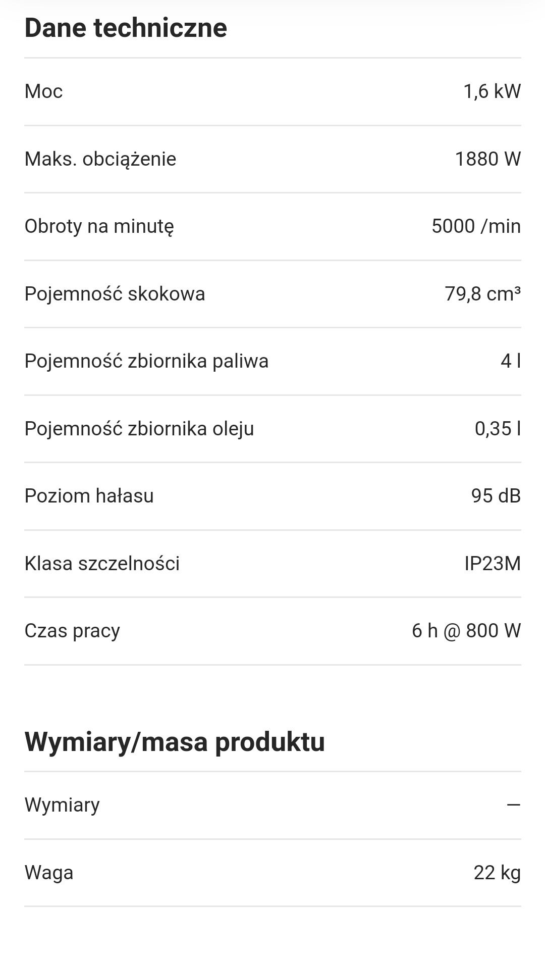 Agregat prądotwórczy Stanley Sig1900s , czterosuwowy, czysty sinus