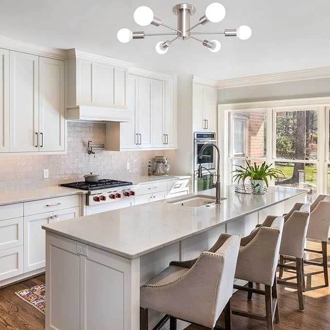 Lampa Sufitowa Vintage E27, 6-ramienna, Srebrny Nikiel Ø 56 cm