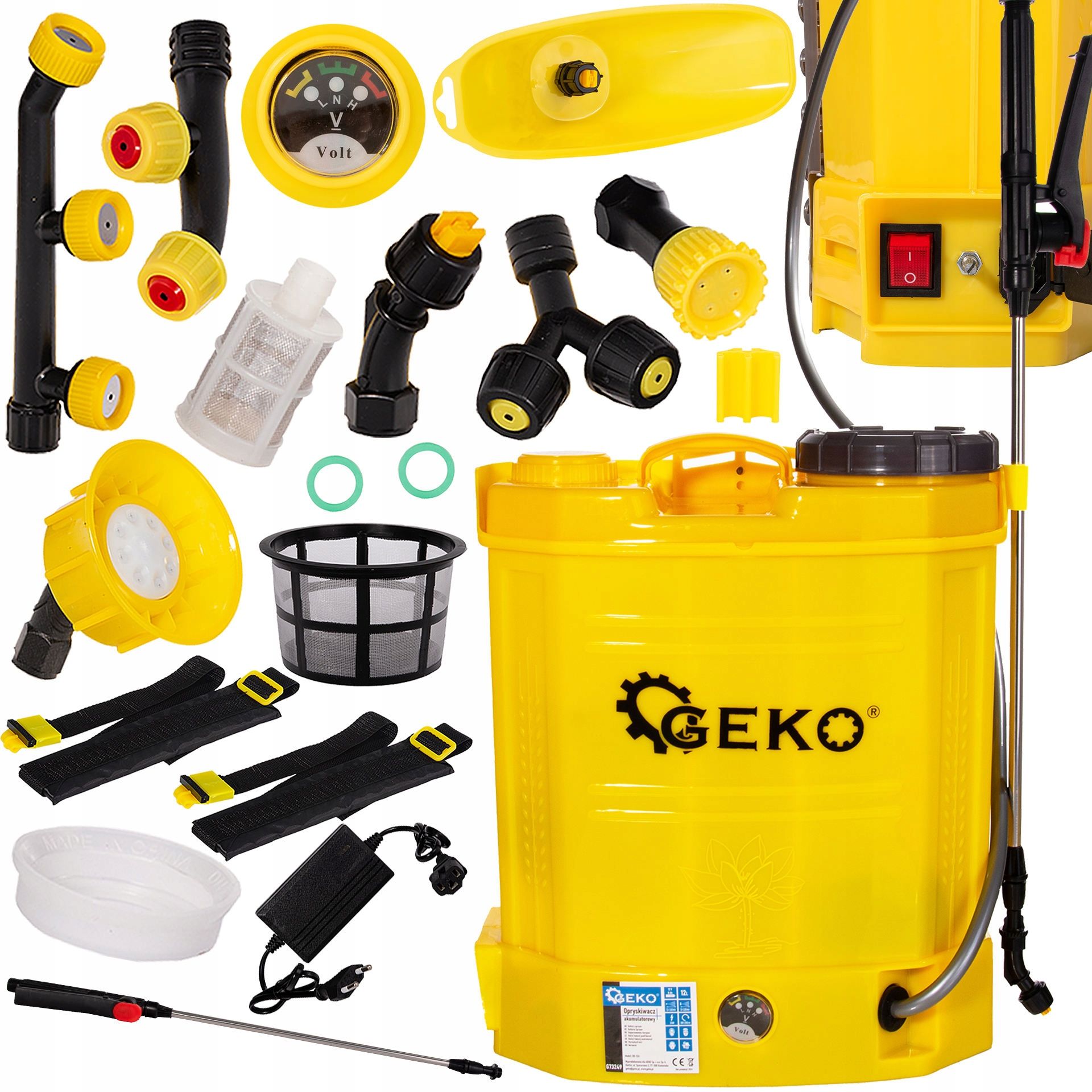 Opryskiwacz Akumulatorowy 12L Plecakowy Lekki Geko 12V 8Ah Zestaw 7