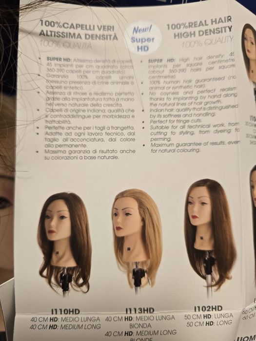 Голова, манікен, болванка для перукарів — 100% натуральне волосся 40см